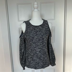 Loft Navy Cold Shoulder Top